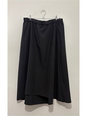 Eileen Fisher black mid-rise A-line basic knee-length skirt (large)